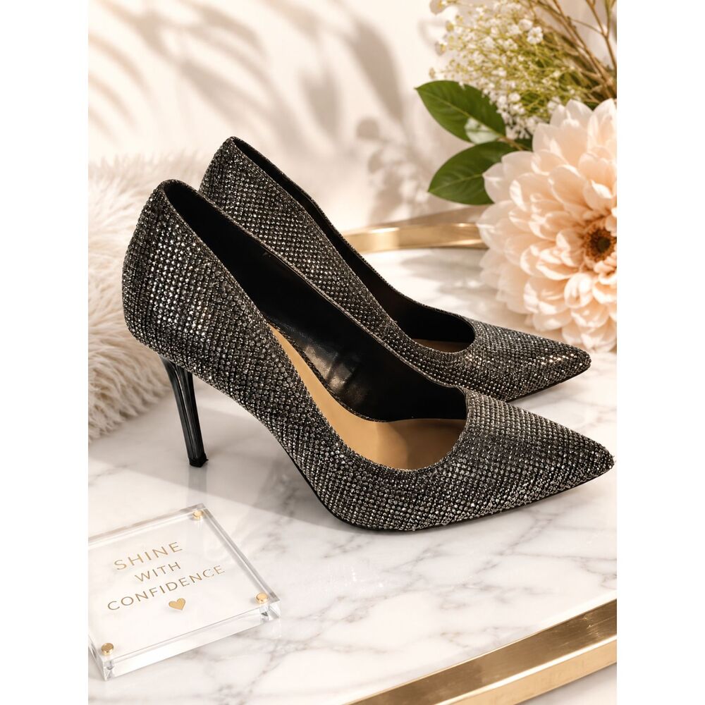 Mix No. 6 Black Rhinestone Pointed-Toe Stiletto Heels